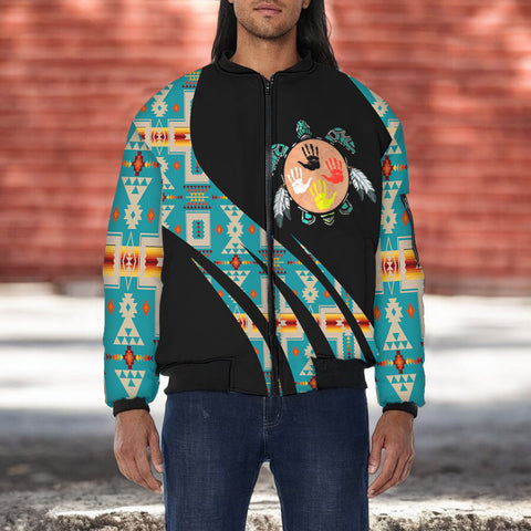 GB-HW000813v2 Turtle Native American Bomber Jacket With Sleeve Pocket
