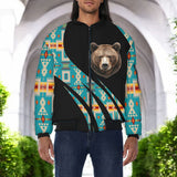 GB-HW000813v3 Bear Native American Bomber Jacket With Sleeve Pocket
