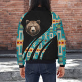 GB-HW000813v3 Bear Native American Bomber Jacket With Sleeve Pocket