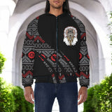 GB-HW000829 Wolf Native American Bomber Jacket With Sleeve Pocket