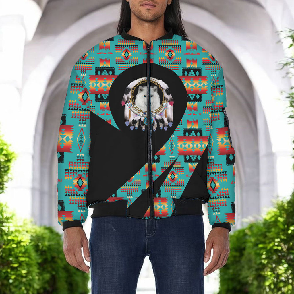 GB-HW000842 Native American Bomber Jacket With Sleeve Pocket