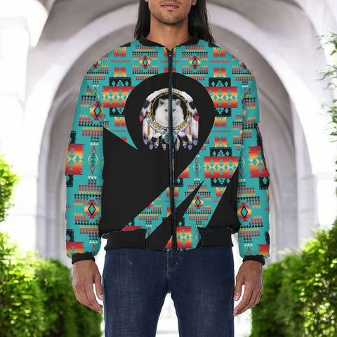 GB-HW000842 Native American Bomber Jacket With Sleeve Pocket
