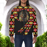 GB-HW000849v3 Wolf Dreamcatcher Native American Bomber Jacket With Sleeve Pocket