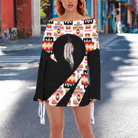 GB-HW000853 Feather Native American Women Off-shoulder Hip Skirt