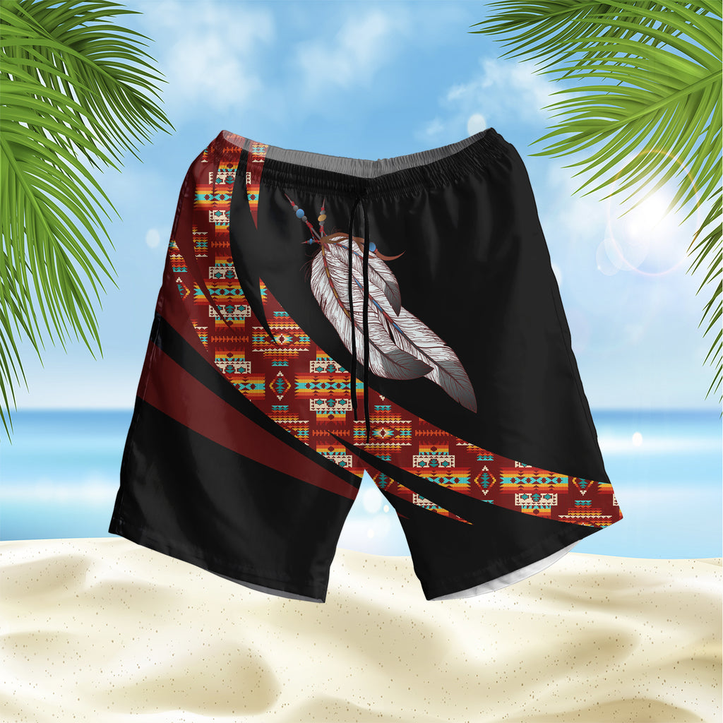 GB-HW000857 Feather Native American Hawaiian Shorts