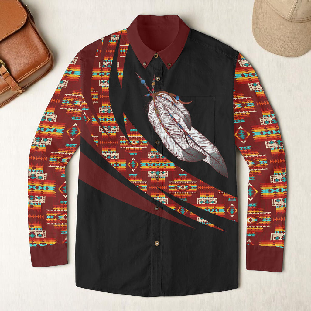 GB-HW000857 Native American Men Casual Lapel Long Sleeve Shirt