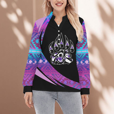 GB-HW000860 Native American Women Long Sleeve Blouse With Button Closure