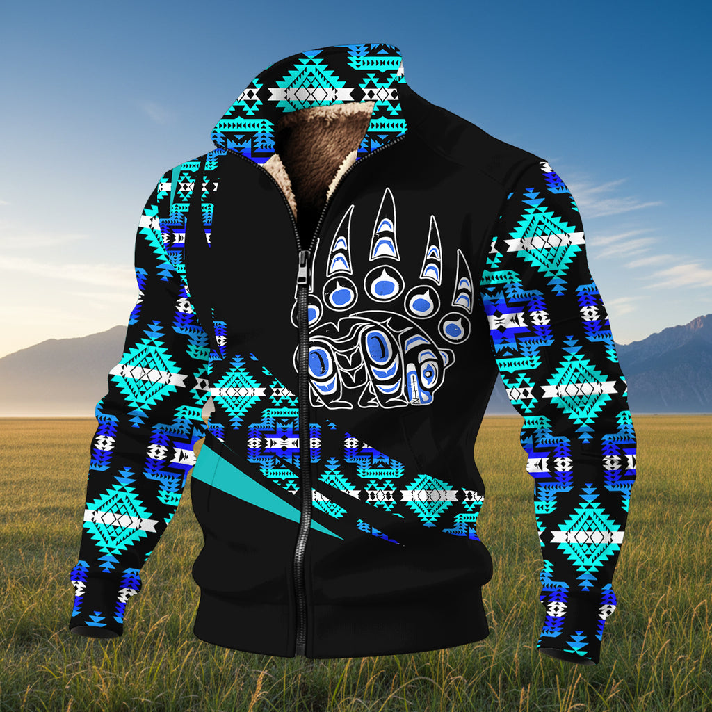 GB-HW000864 Bear Claw Native American Thick Knit Fleece Jacket