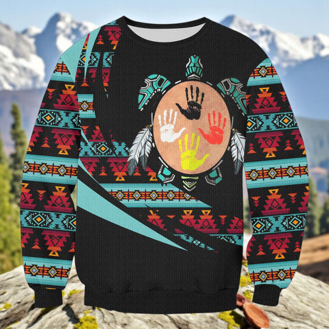 GB-HW000865 Native American Unisex Drop-shoulder Knitted Fleece Sweater
