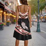 GB-HW000873 Feather Native American Women Spaghetti Strap Dress