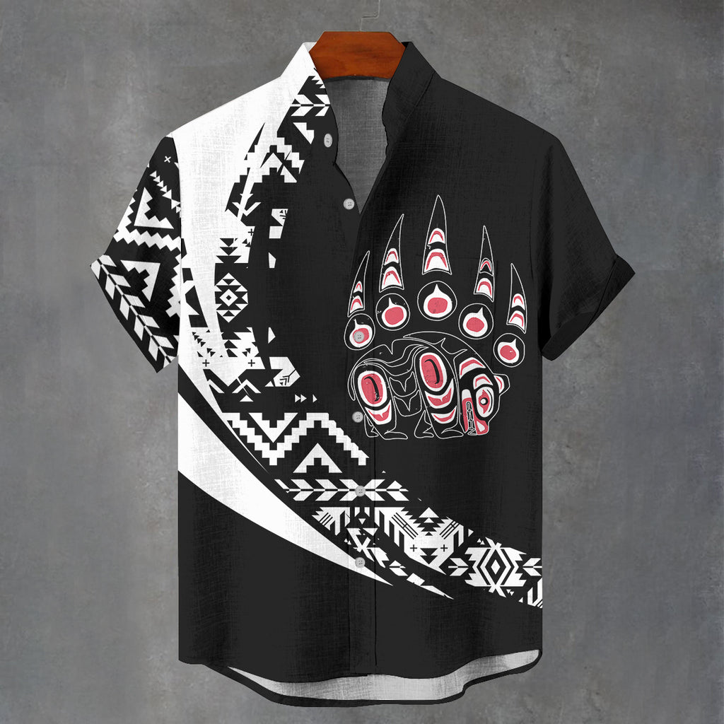 GB-HW000878 Native American Men Stand Collar Shirt