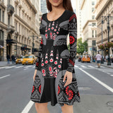 GB-HW000885 Bear Claws Native American Round Neck Long Sleeve Dress