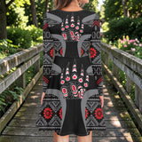 GB-HW000885 Bear Claws Native American Round Neck Long Sleeve Dress