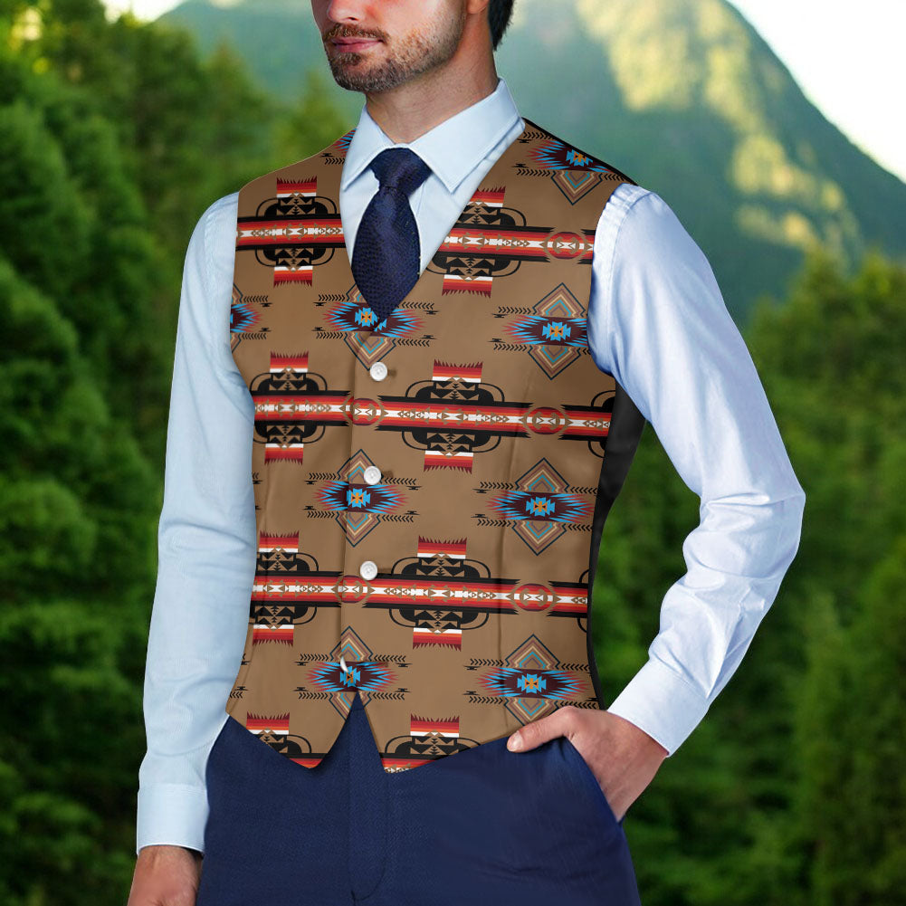 GB-HW00096 Native American Suit Vest Jacket Print One Side Front