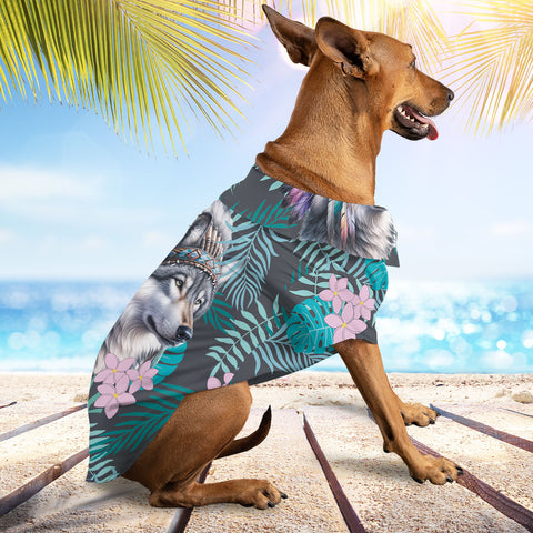 GB-HW001012 Wolf Chief Native American Pet Hawaiian Shirt