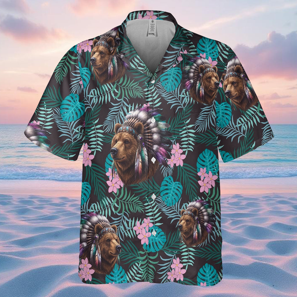 GB-HW001012v2 Bear Chief Native American Hawaiian Shirt 3D