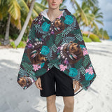 GB-HW001012v2 Bear Chief Tropical Native American Hooded Towel Poncho