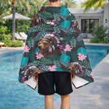 GB-HW001012v2 Bear Chief Tropical Native American Hooded Towel Poncho