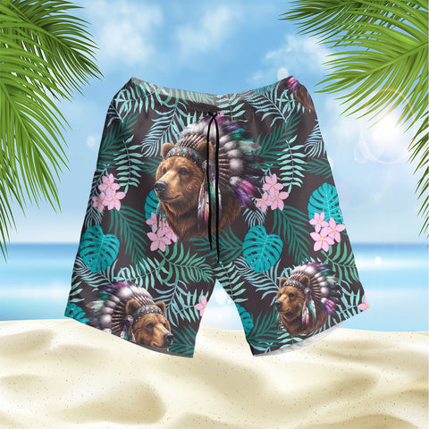 GB-HW001012v2 Bear Native American Hawaiian Shorts