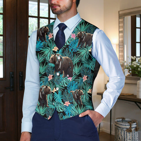 GB-HW001018 Native American Suit Vest Jacket Print One Side Front