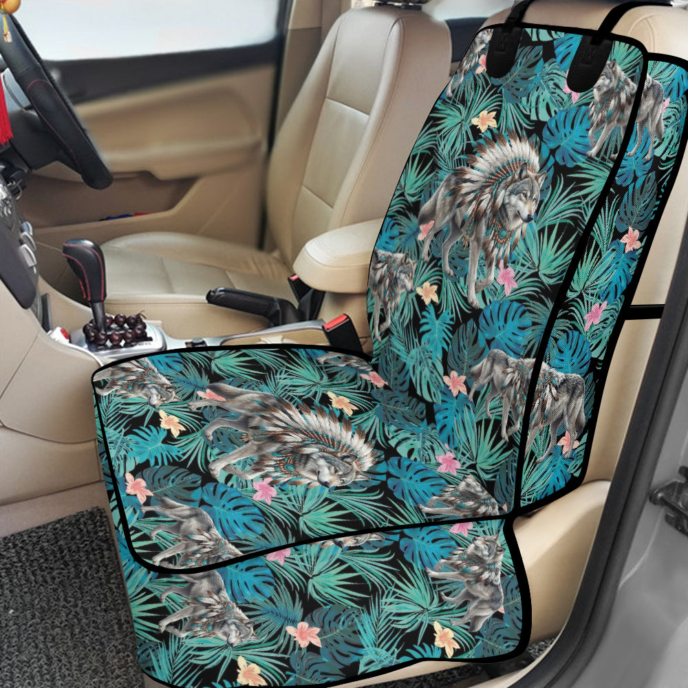 GB-HW001018v2 Wolf Chief Native American Waterproof Car Front Seat Cover for Pet