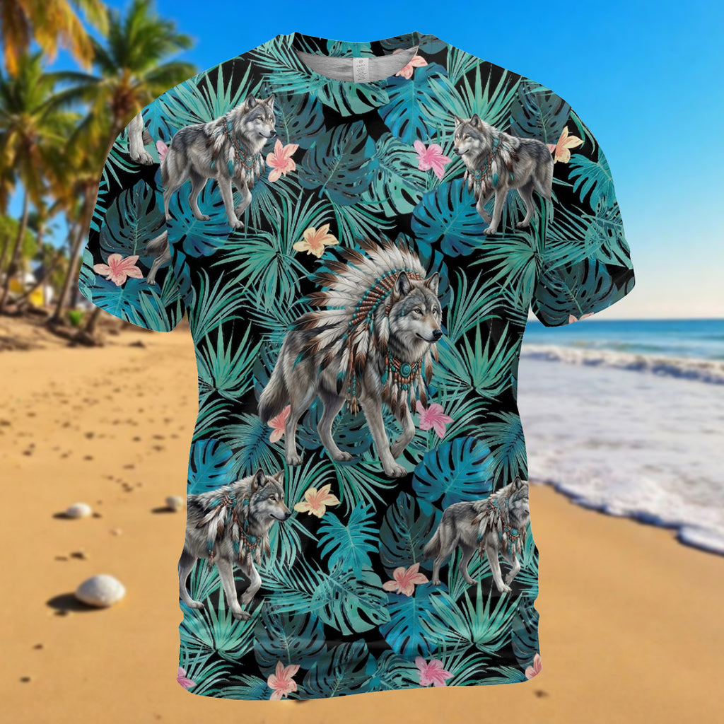 GB-HW001018v2 Wolf Native American 3D T-shirt