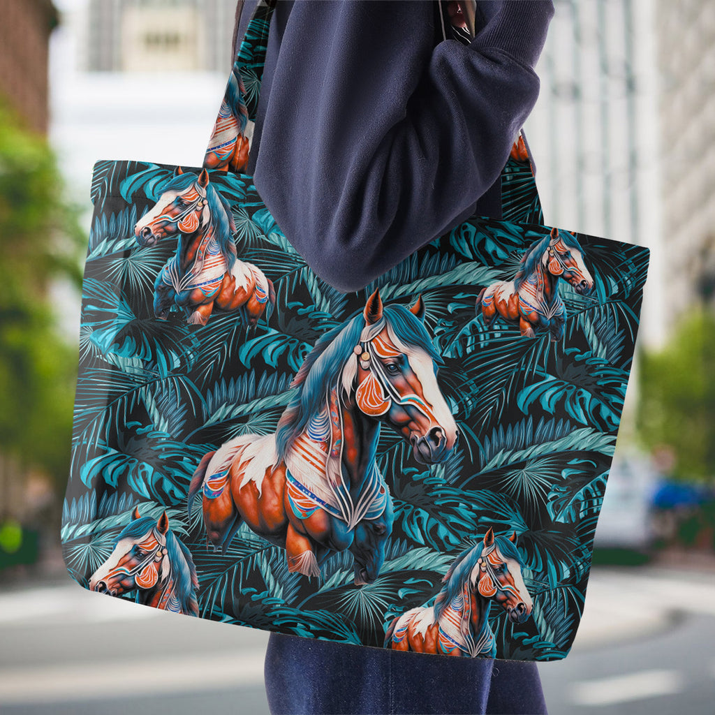 GB-HW001020 Tropical Horse Native American All-over Print Large Tote Bag