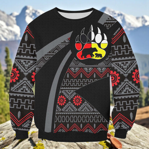 GB-HW0011170 Native American Unisex Drop-shoulder Knitted Fleece Sweater