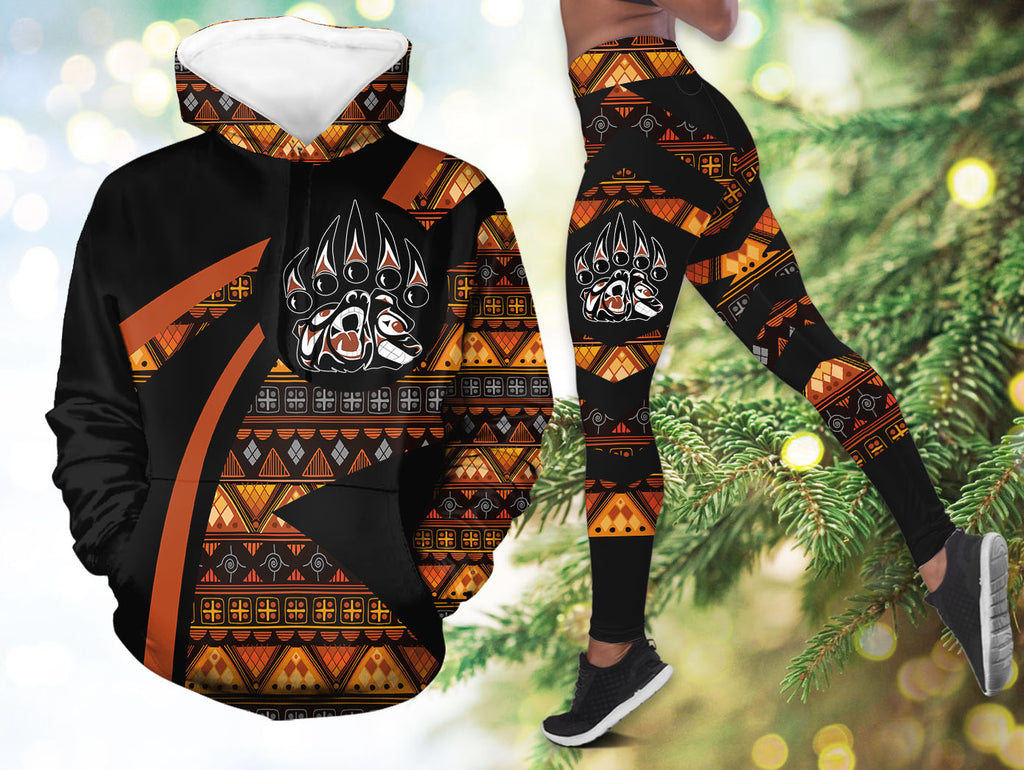 GB-HW0011190v2 Bear Native American Hoodie Leggings Set