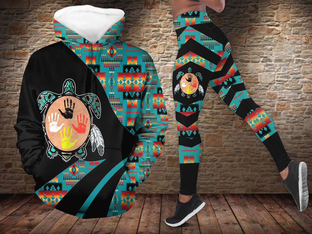 GB-HW0011208 Turtle Native American Hoodie Leggings Set