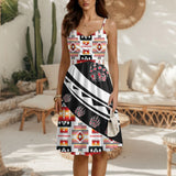 GB-HW001120 Bear Claw Native American Women Spaghetti Strap Dress