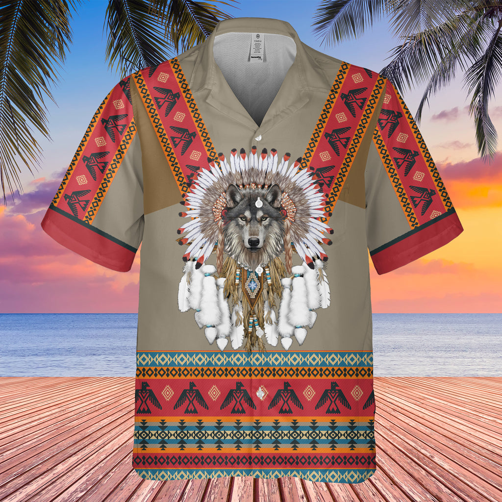 GB-HW001122 Tribe Design Native American Hawaiian Shirt 3D