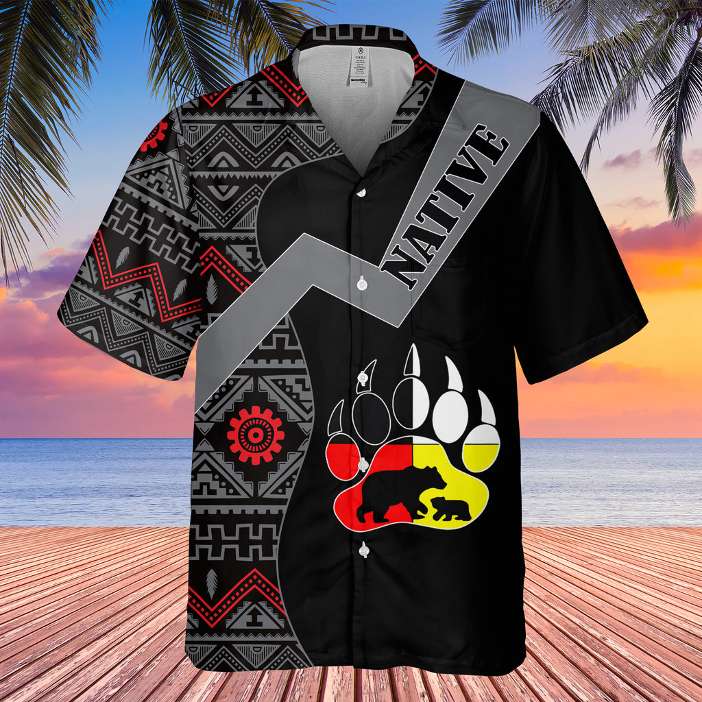 GB-HW0011231 Mama Bear Pattern Native American Hawaiian Shirt 3D