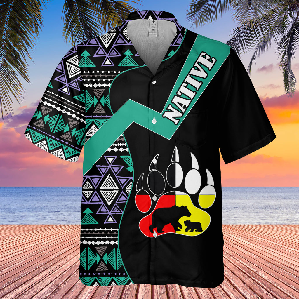 GB-HW0011233 Mama Bear Pattern Native American Hawaiian Shirt 3D