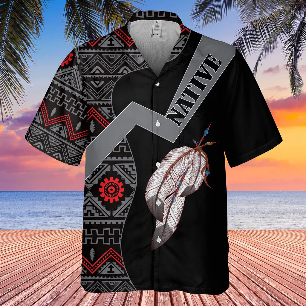 GB-HW0011247 Feather Native American Hawaiian Shirt 3D