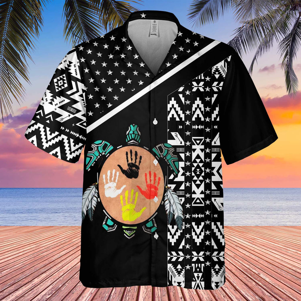 GB-HW0011257 Tribal Turtle  Native American Hawaiian Shirt 3D