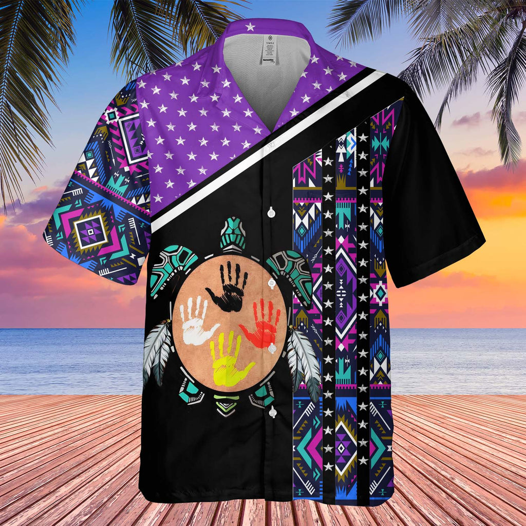 GB-HW0011259 Tribal Turtle  Native American Hawaiian Shirt 3D