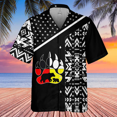 GB-HW0011261 Bear Pattern Native American Hawaiian Shirt 3D