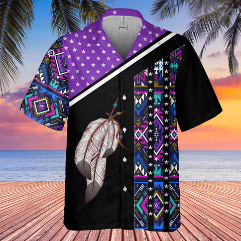 GB-HW0011268 Feather Pattern Native American Hawaiian Shirt 3D