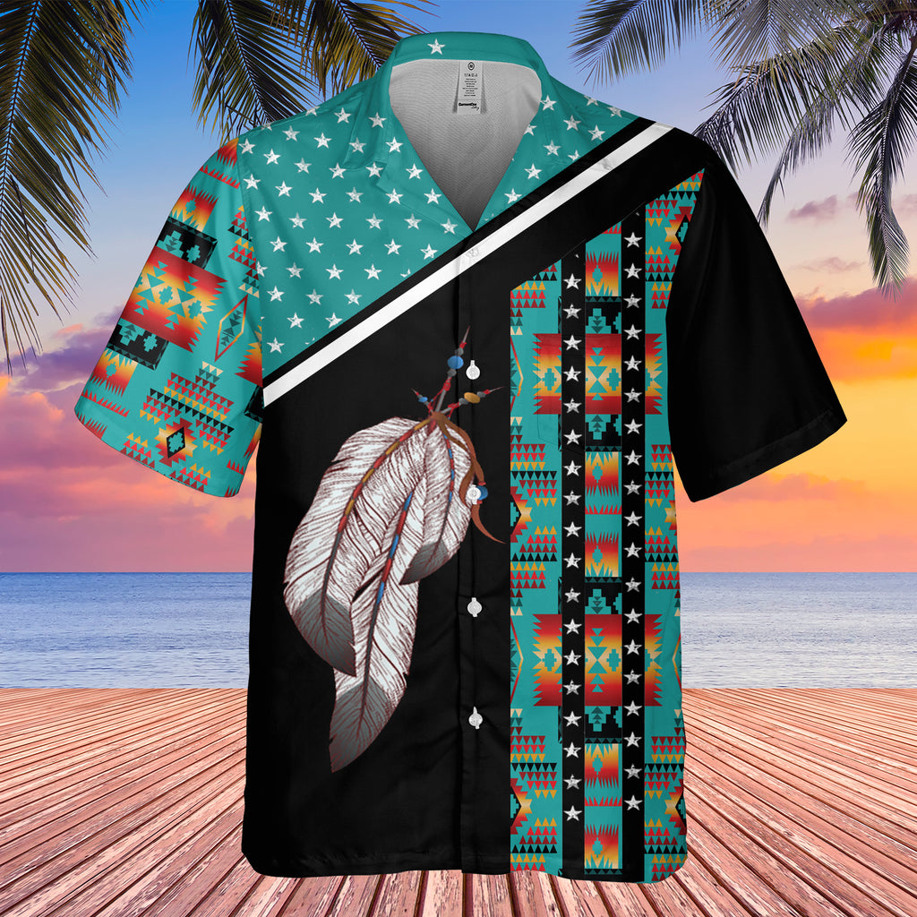 GB-HW0011269 Feather Pattern Native American Hawaiian Shirt 3D