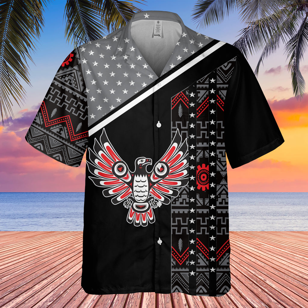 GB-HW0011270 Chief Pattern Native American Hawaiian Shirt 3D