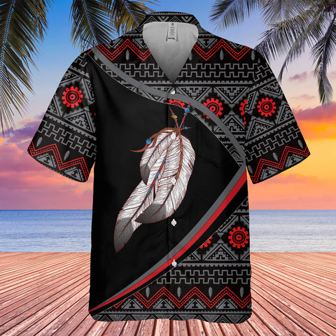 GB-HW0011275 Feather Pattern Native American Hawaiian Shirt 3D