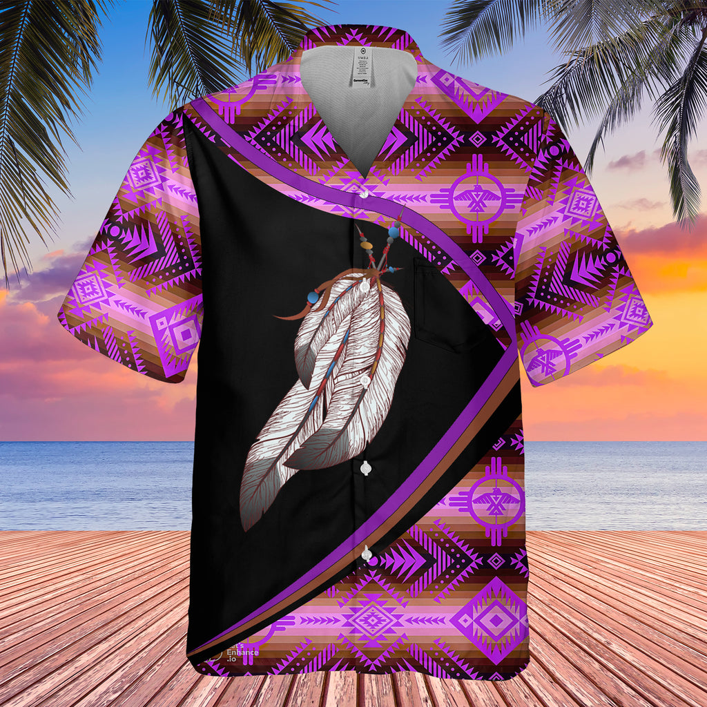 GB-HW0011276 Feather Pattern Native American Hawaiian Shirt 3D