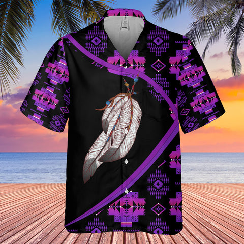 GB-HW0011277 Feather Pattern Native American Hawaiian Shirt 3D