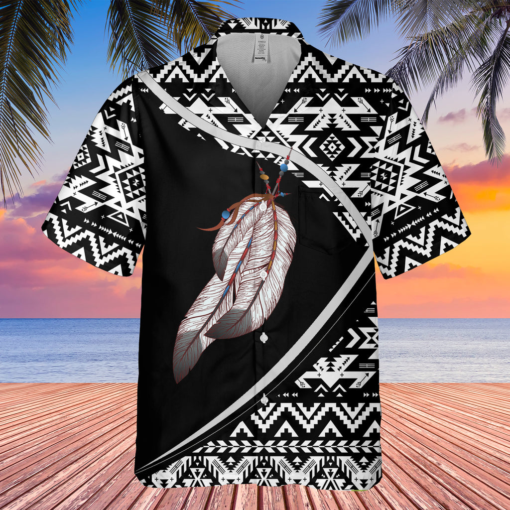 GB-HW0011278 Feather Pattern Native American Hawaiian Shirt 3D