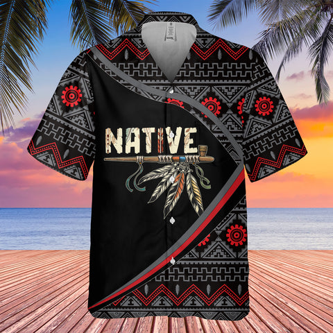 GB-HW0011279 Feather Pattern Native American Hawaiian Shirt 3D