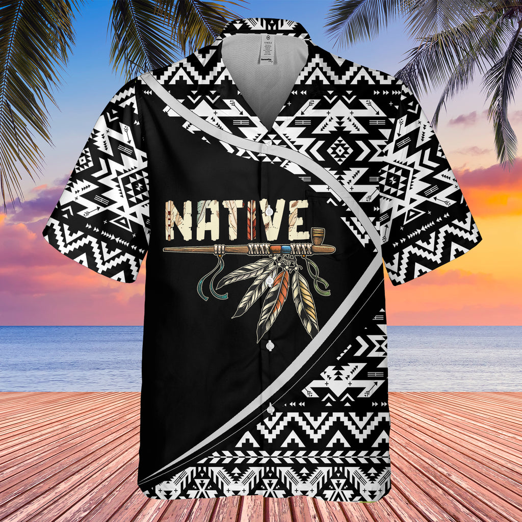 GB-HW0011280 Feather Pattern Native American Hawaiian Shirt 3D