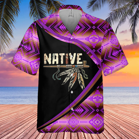 GB-HW0011281 Feather Pattern Native American Hawaiian Shirt 3D