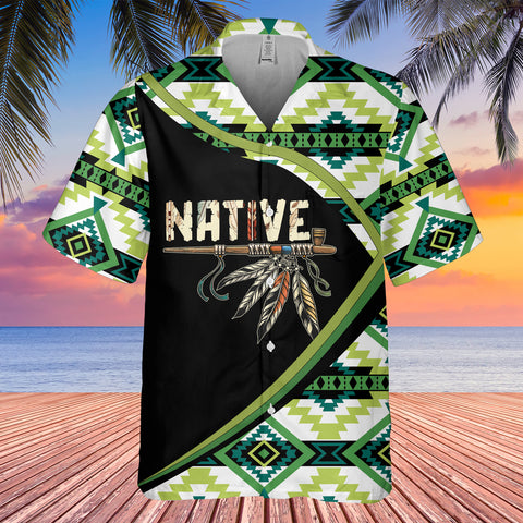 GB-HW0011282 Feather Pattern Native American Hawaiian Shirt 3D