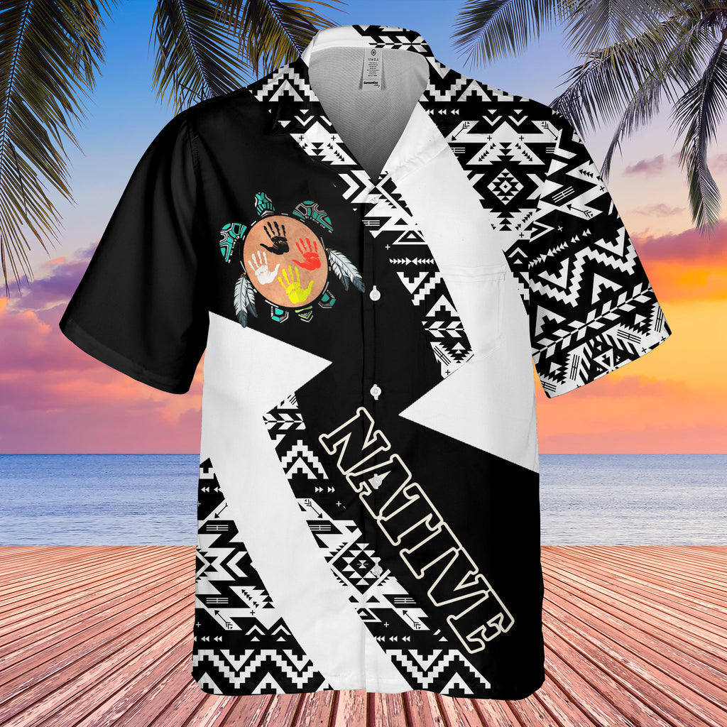 GB-HW001128 Tribe Design Native American Hawaiian Shirt 3D